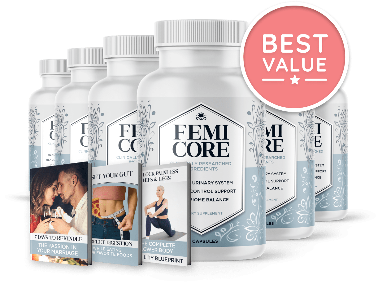 Six bottles of Femicore with bonus guides